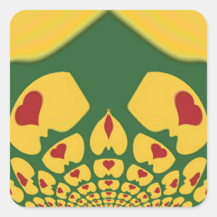 Adesivo Quadrado Amor em Cores Rasta: Reggae Hearts