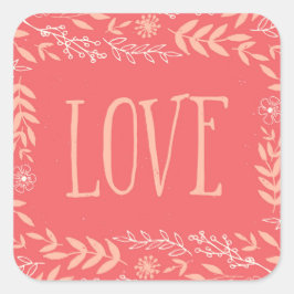 Adesivo Quadrado Amor Floral Russo | Laranja-rosca