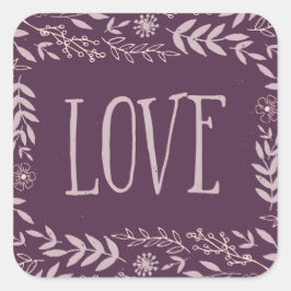 Adesivo Quadrado Amor Floral Russo | Roxo |