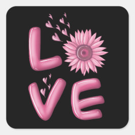 Adesivo Quadrado Amor Girassol Rosa