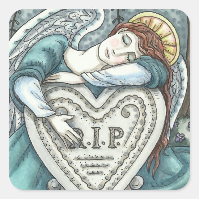 ADESIVO QUADRADO AMOR GUARDIANO ANGEL, CEMETERY MOURNING ART RIP (Frente)