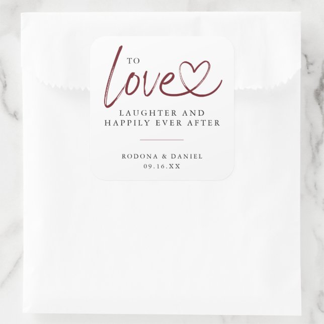 Adesivo Quadrado Amor Moderno Riso Feliz Para Sempre Casamento (Bolsa)