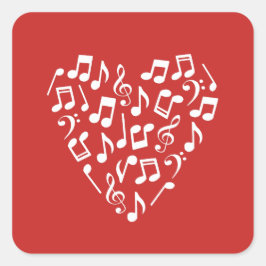 Adesivo Quadrado Amor Música Coração da Música Notas
