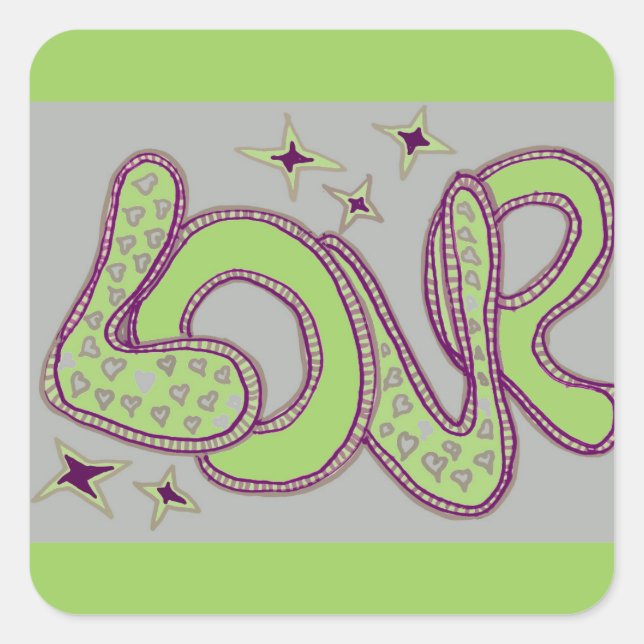 Adesivo Quadrado Amor no estilo dos anos 60 (Frente)