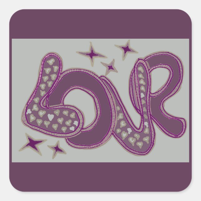 Adesivo Quadrado Amor no estilo dos anos 60 (Frente)