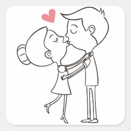 Adesivo Quadrado Amor Noiva De Cartoon E Casamento Negro E Branco