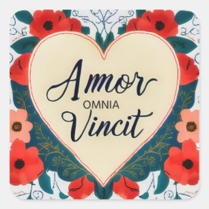 Adesivo Quadrado Amor Omnia Vincit - citação