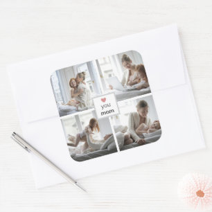Adesivo Quadrado Amor Personalizado, Mãe, Vestida para o Dia das Mã