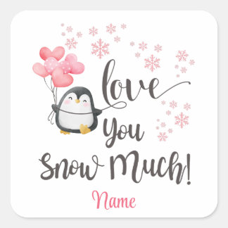 Adesivo Quadrado Amor - Pinguim Namorados Bonito Personalizado