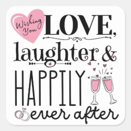Adesivo Quadrado Amor, riso e alegria para sempre