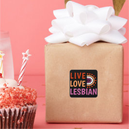 Adesivo Quadrado Amor vivo, lésbica, boho arco-íris celebra diversi