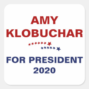 Adesivo Quadrado Amy Klobuchar para o presidente 2020