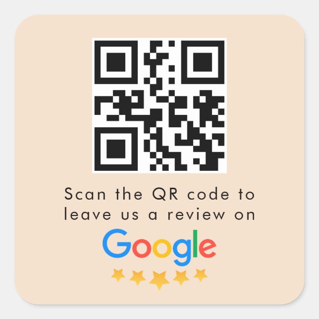 Adesivo Quadrado Análises do Google | Business Review Link QR Code (Frente)