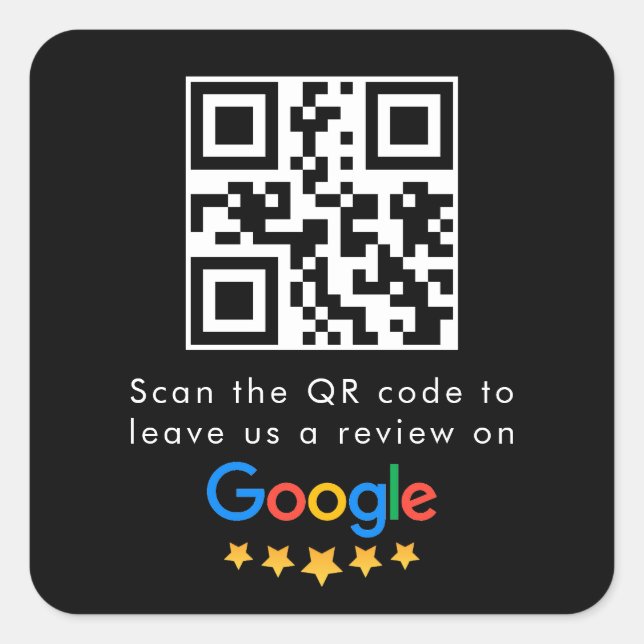 Adesivo Quadrado Análises do Google | Business Review Link QR Code (Frente)