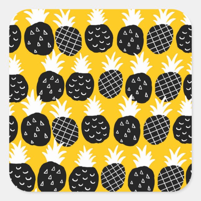 Adesivo Quadrado Ananás preto (Frente)