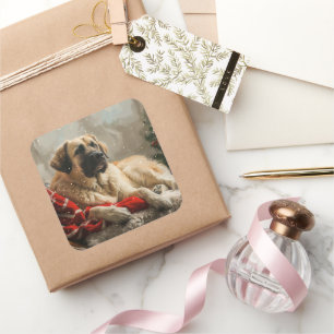 Adesivo Quadrado Anatólia Pastor Cachorro Festivo