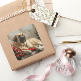 Adesivo Quadrado Anatólia Pastor Cachorro Festivo