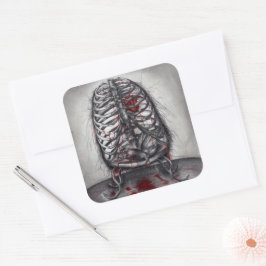 Adesivo Quadrado Anatomia da Gaiola Vazia Coração Surrealismo Arte