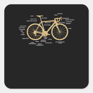 Adesivo Quadrado Anatomia de ciclismo de bicicleta Peças de bicicl