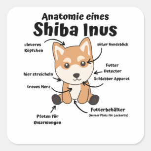 Adesivo Quadrado Anatomia De Uma Shiba Inus Cachorro Doce