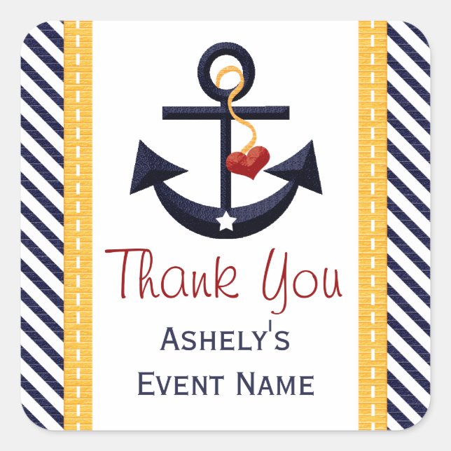 Adesivo Quadrado Anchor Party Favor Stickers Yellow (Frente)
