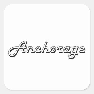Adesivo Quadrado Anchorage Alaska Classic Retro Design