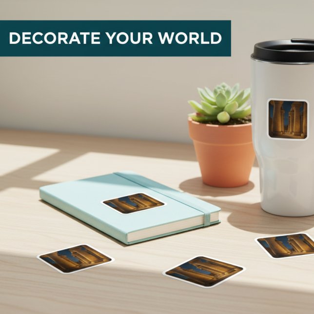 Adesivo Quadrado Ancião de Colunas do Templo Karnak (Criador carregado)