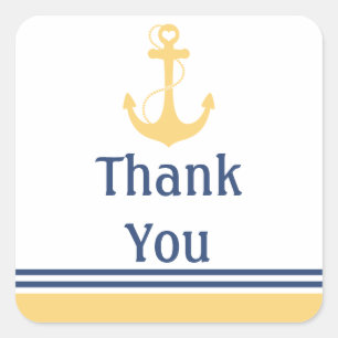 Adesivo Quadrado Âncora Amarela Obrigado