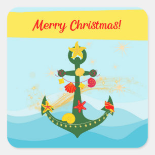 Adesivo Quadrado Âncora de Natal Náutica