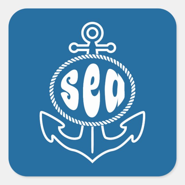 Adesivo Quadrado Âncora E Mar (Frente)