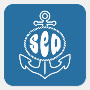 Adesivo Quadrado Âncora E Mar