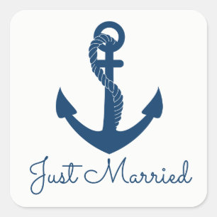 Adesivo Quadrado Âncora Náutica Azul Marinho Casamento Praia Marinh