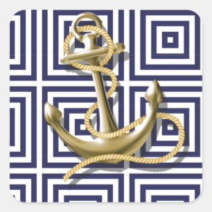 Adesivo Quadrado Âncora náutica formal do teste padrão grego dos