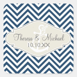 Adesivo Quadrado Âncora náutica moderna da listra formal de Chevr