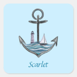 Adesivo Quadrado Ancoragem e farol personalizável (Versão 1)