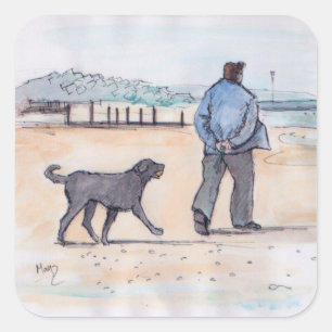 Adesivo Quadrado andando o cão - 07