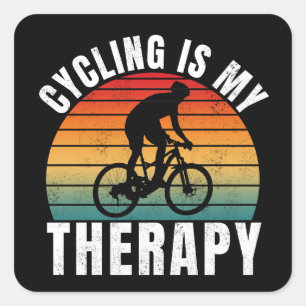 Adesivo Quadrado Andar de bicicleta é minha terapia Tipografia Vint