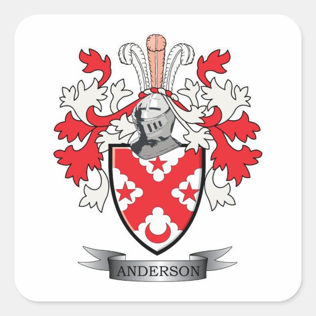 Adesivo Quadrado Anderson Family Crest Casaco de Armas (Frente)
