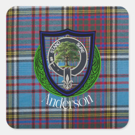 Adesivo Quadrado Anderson Scottish Clan Tartan e Crest