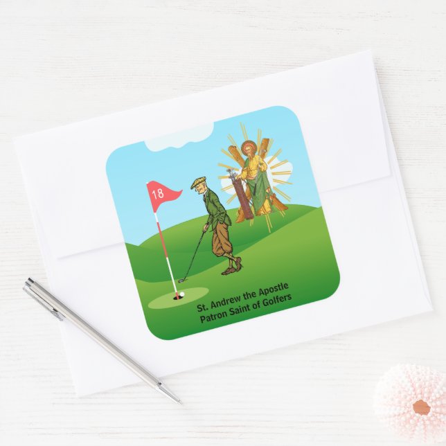 Adesivo Quadrado Andrew e Dapper Male Golfer (Envelope)