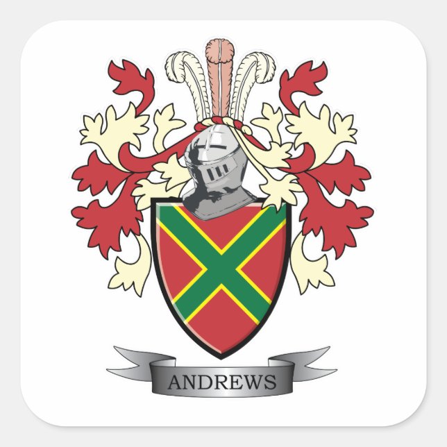 Adesivo Quadrado Andrews Family Crest Casaco de Armas (Frente)