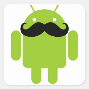 Adesivo Quadrado Android Robot Mustache