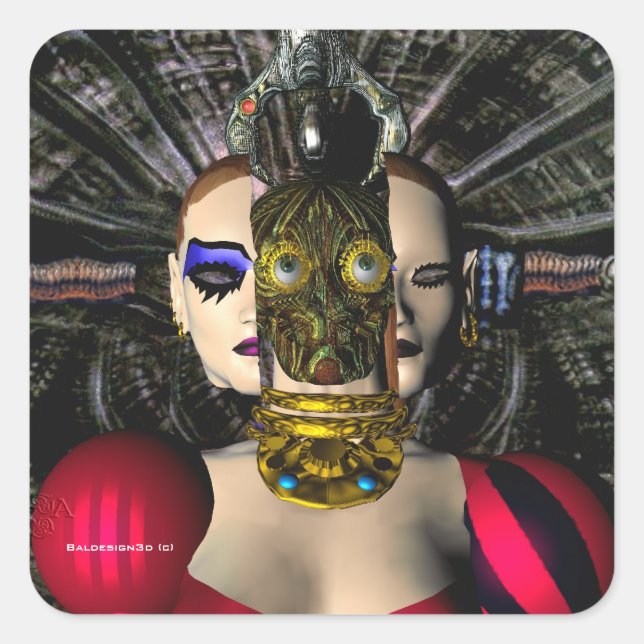 Adesivo Quadrado ANDROID XENIA SPACESHIP PILOT,Ficção científica (Frente)