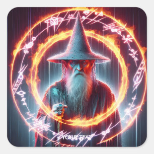 Adesivo Quadrado Anéis de Fogo de Feiticeiro Fantasy