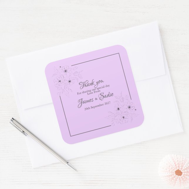 Adesivo Quadrado Anêone no Light Lilac (Envelope)