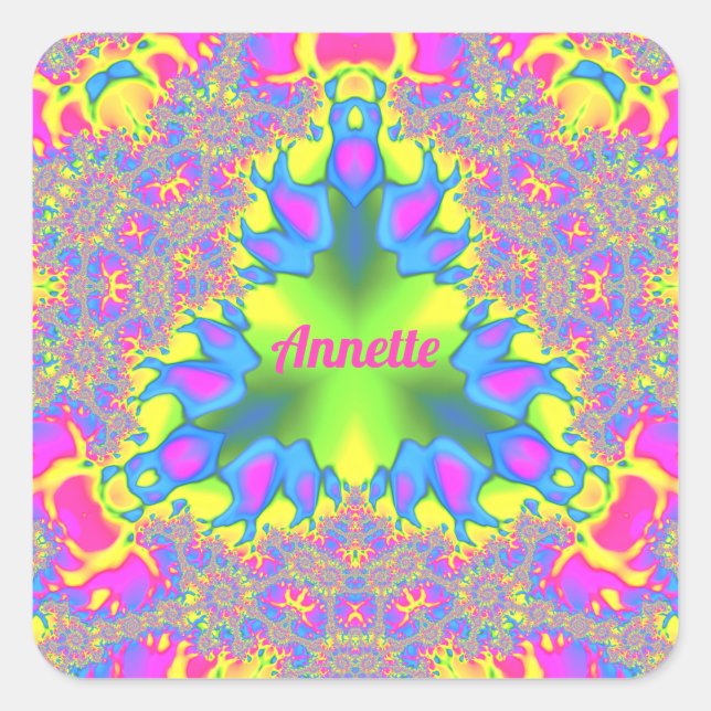 Adesivo Quadrado ANETE ~ Sombra Amarelo, Verde, Rosa, Azul ~ (Frente)