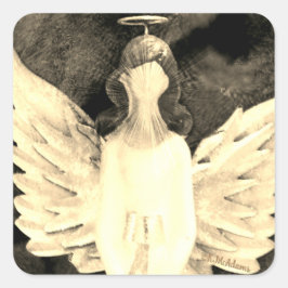 Adesivo Quadrado Angel Art Wings Halo Linda Art Beige Brown