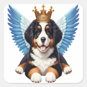 Adesivo Quadrado Angel Bernese Mountain Dog Amante Berner Puppy