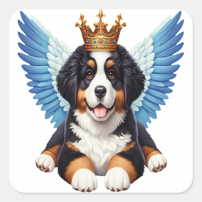 Adesivo Quadrado Angel Bernese Mountain Dog Amante Berner Puppy (Frente)