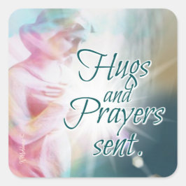 Adesivo Quadrado Angel Hugs Prayers Intenção Linda Watercolor